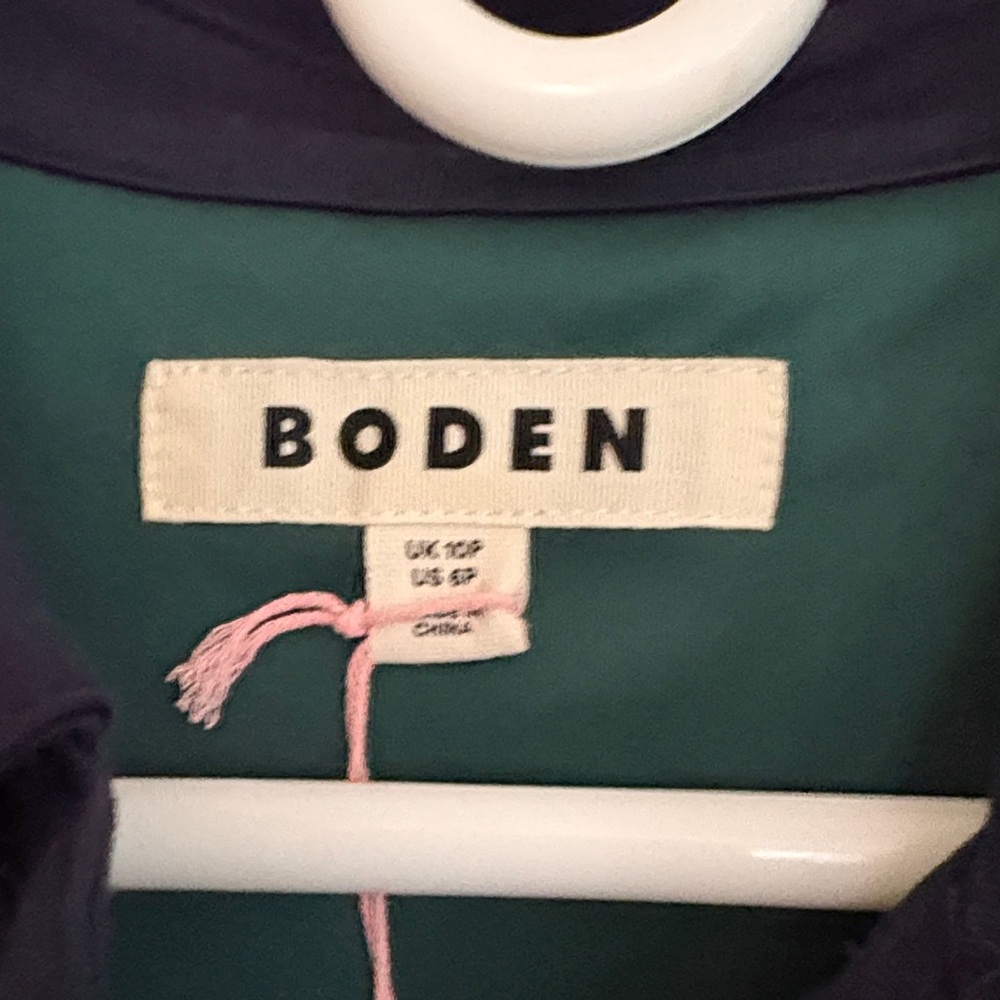 Boden Deep Green Long-Sleeve Polo Dress with Navy Trim - Size 6P NWT - Picture 2 of 7
